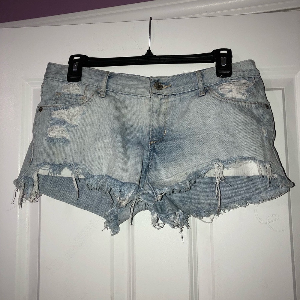 Abercrombie Distressed Light Wash Jean Shorts
